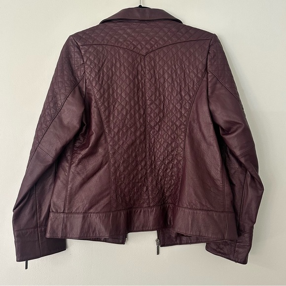 NWOT Bradley Bayou Moto Jacket Burgundy Purple Leather Quilt Size Small - Picture 9 of 12